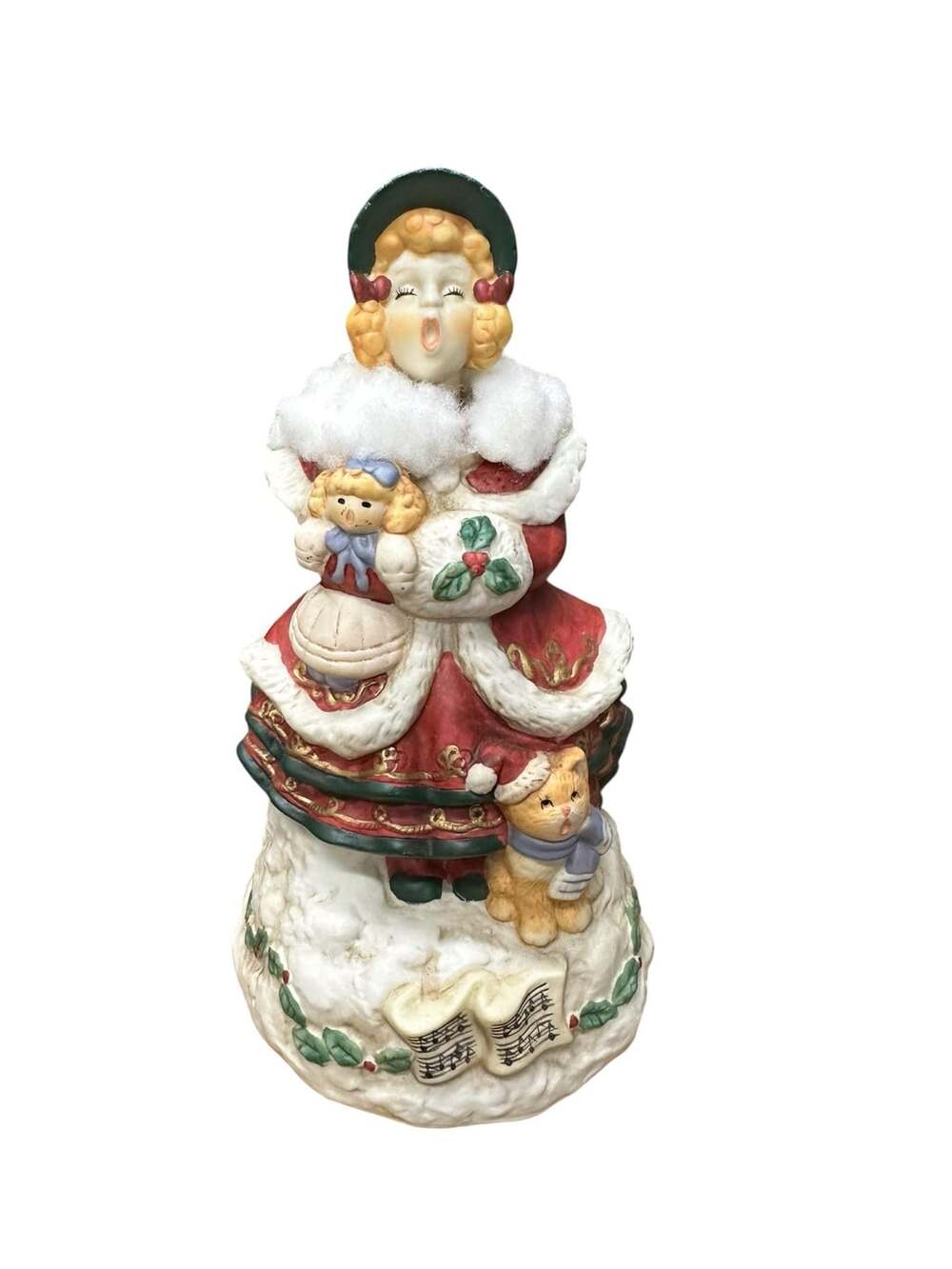 Vintage Christmas Caroler Porcelain Music Box Figurine
